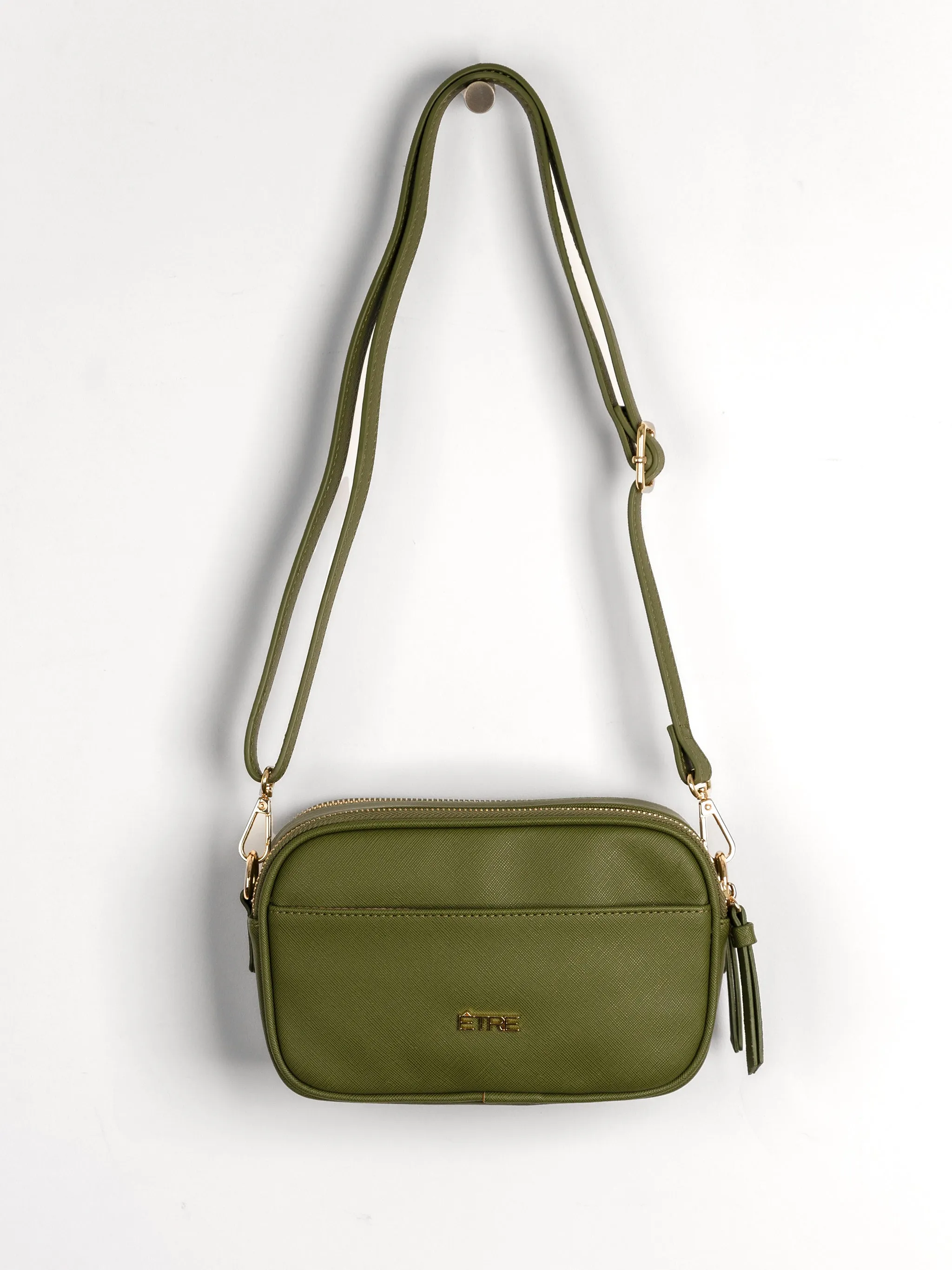 Juniper Crossbody Bag - Khaki, Textured PU
