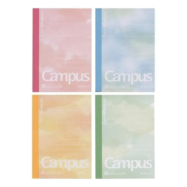 Kokuyo BLUE A7 LIMITED EDITION Watercolor B Ruled 6mm Ruled Notebook Washi Tape Keychain Clear Pouch Complete Set | 99K-242BN