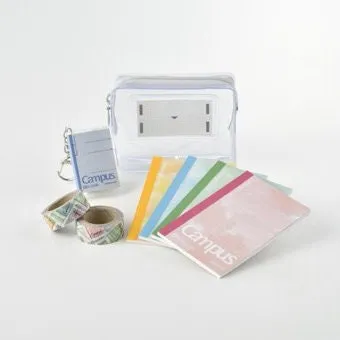 Kokuyo WASHI TAPE LIMITED Edition Campus Washi Tape Ruled Notebook Keychain Clear Pouch Complete Set | 99KT-P15-1