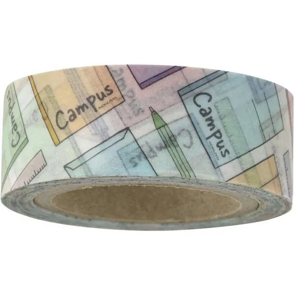 Kokuyo WASHI TAPE LIMITED Edition Campus Washi Tape Ruled Notebook Keychain Clear Pouch Complete Set | 99KT-P15-1