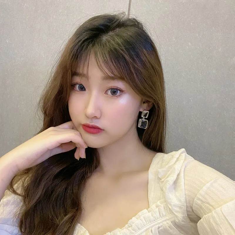 Korean Baroque Retro Temperament Crystal Clip Earrings
