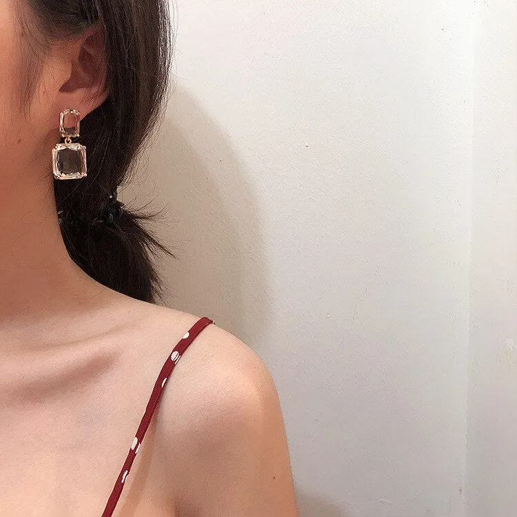 Korean Baroque Retro Temperament Crystal Clip Earrings
