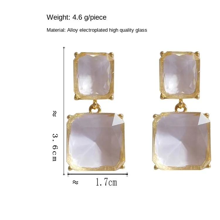 Korean Baroque Retro Temperament Crystal Clip Earrings