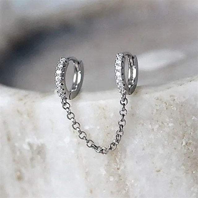 Korean Elegant Cute Rhinestone Butterfly Clip Earrings