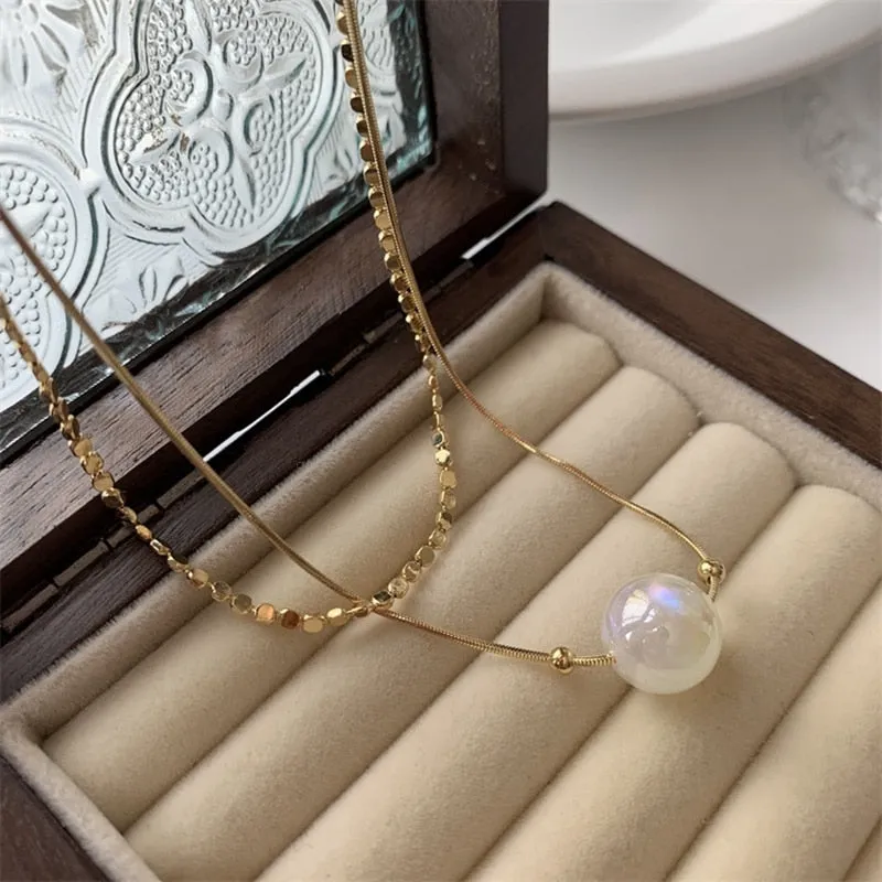 Korean Elegant Mermaid Fantasy Color Pearl Necklace For Women