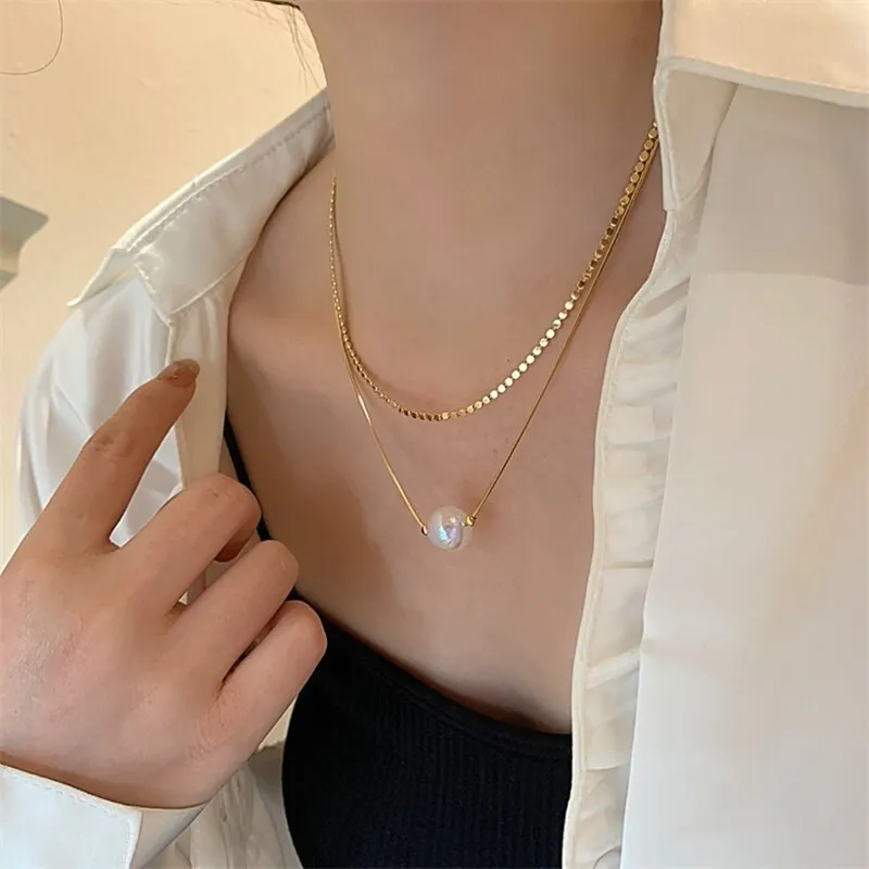 Korean Elegant Mermaid Fantasy Color Pearl Necklace For Women