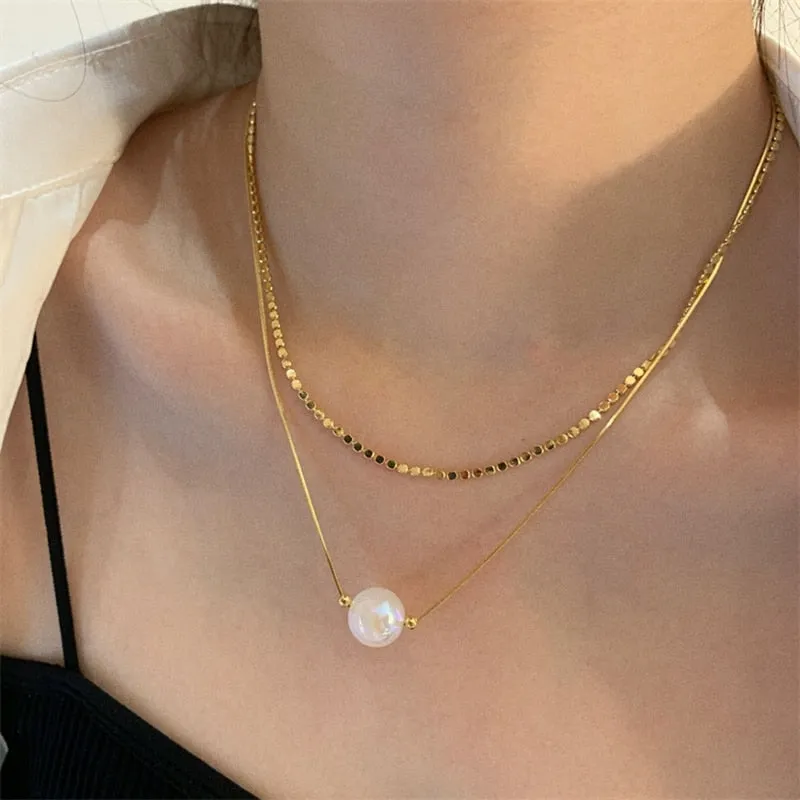 Korean Elegant Mermaid Fantasy Color Pearl Necklace For Women