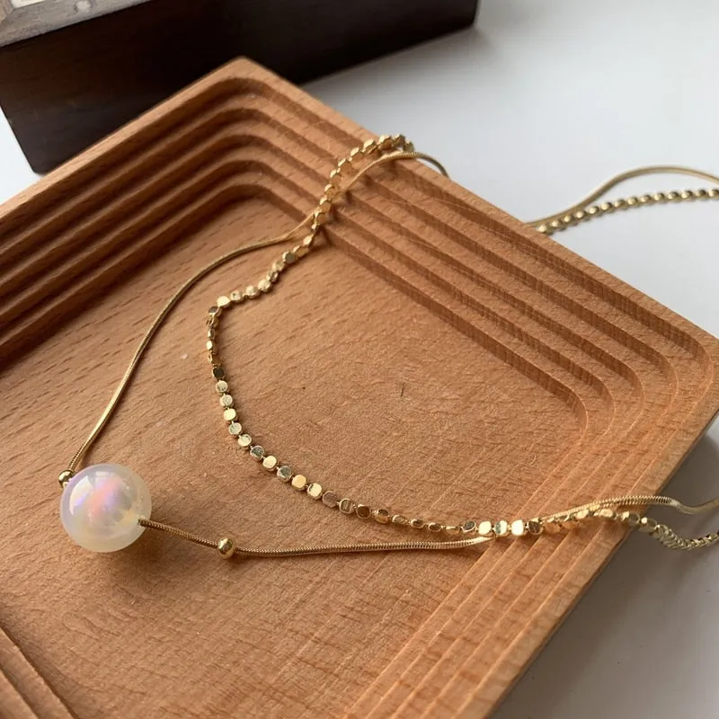 Korean Elegant Mermaid Fantasy Color Pearl Necklace For Women