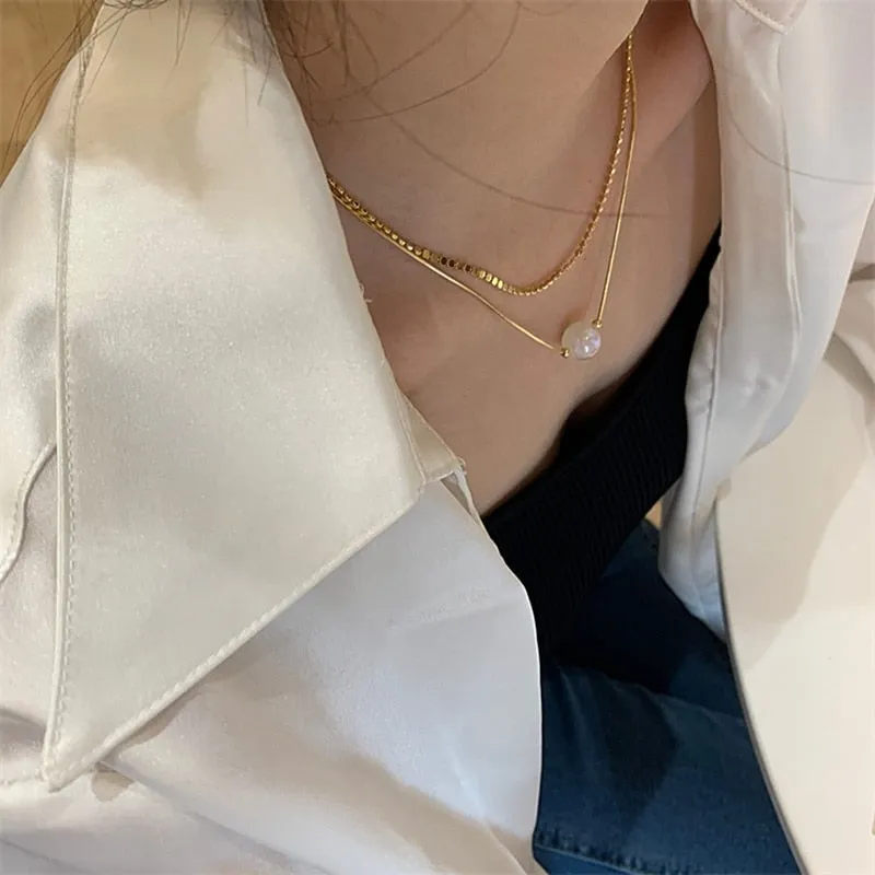 Korean Elegant Mermaid Fantasy Color Pearl Necklace For Women
