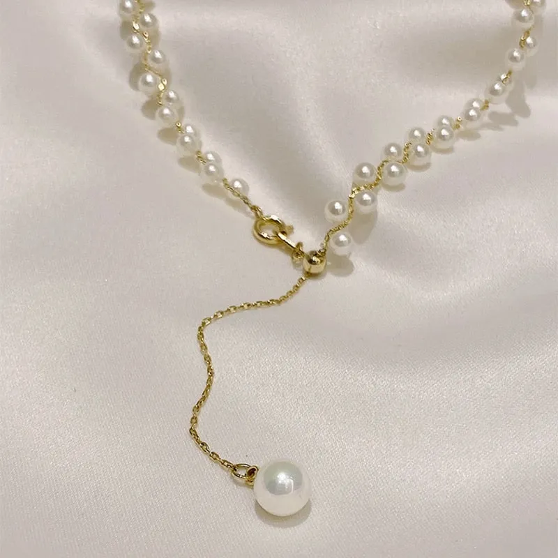 Korean Elegant Pearl Beads Choker Necklace For Women
