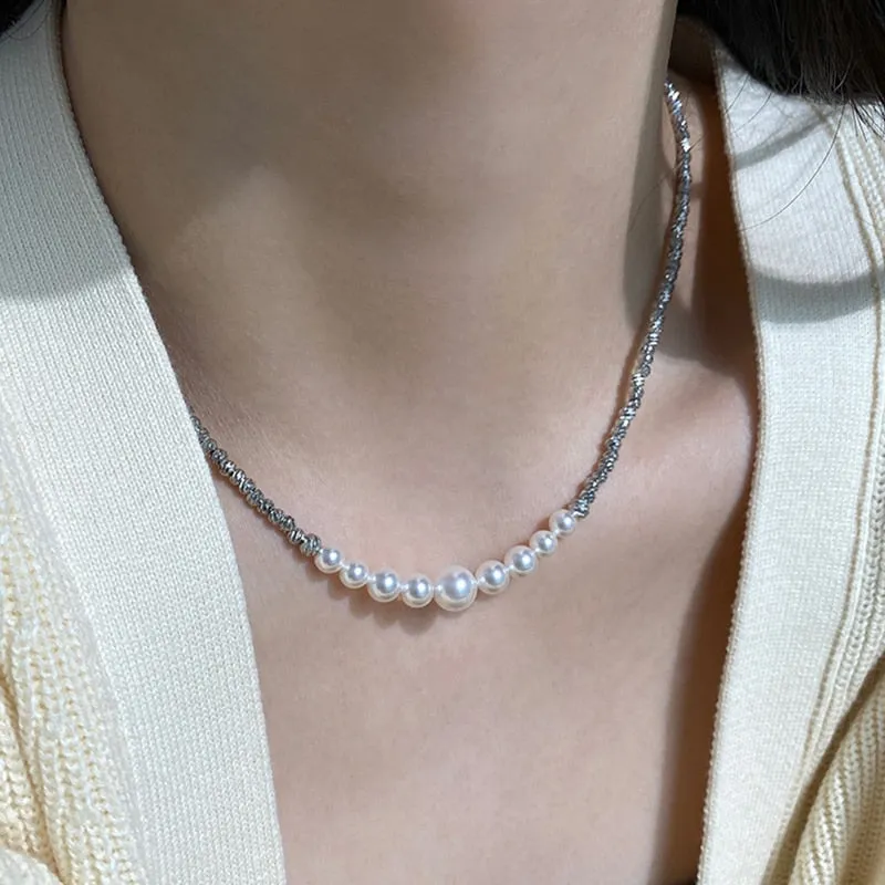 Korean Elegant Pearl Pendant Necklace For Women
