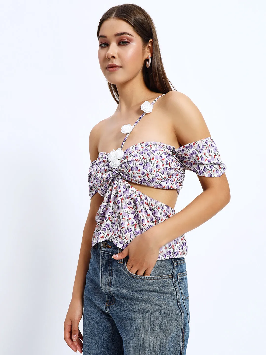 Korean Lilic Floral Top