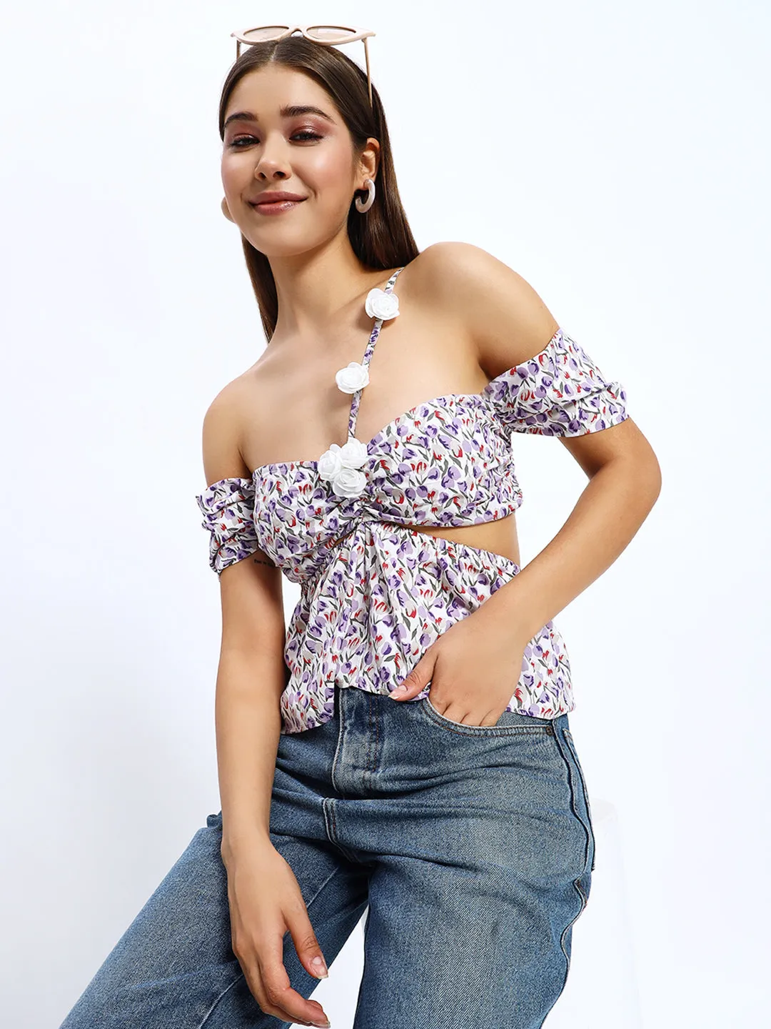 Korean Lilic Floral Top