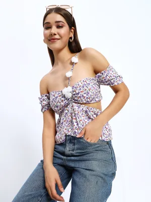Korean Lilic Floral Top