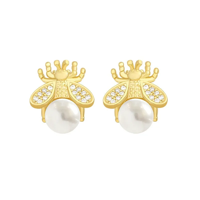 Korean New Exquisite Honey Bee Pearl Earrings Fashion