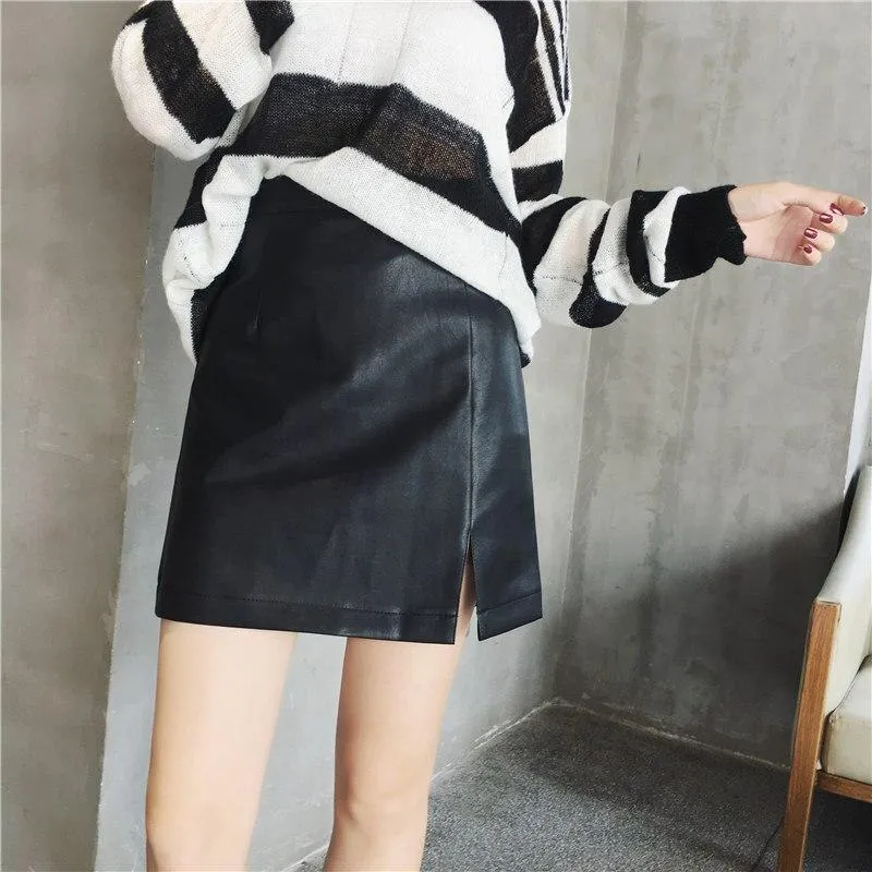Korean Skirt Leather Fashion