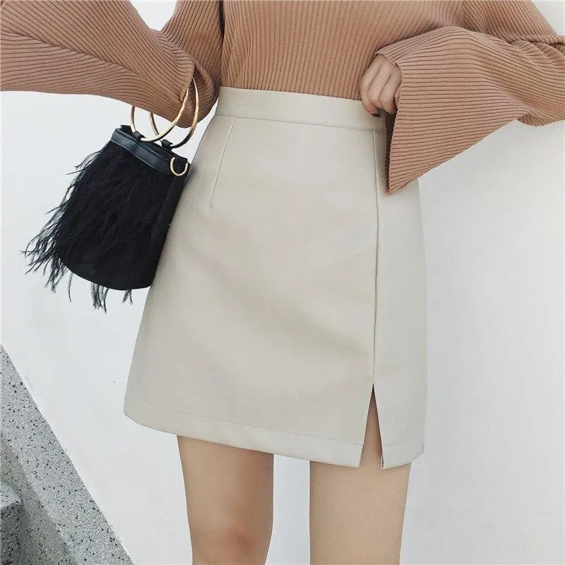 Korean Skirt Leather Fashion