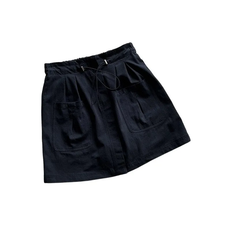 [Korean Style] 2 Colors Drawstring Cinched Waist Cargo Short Skirt