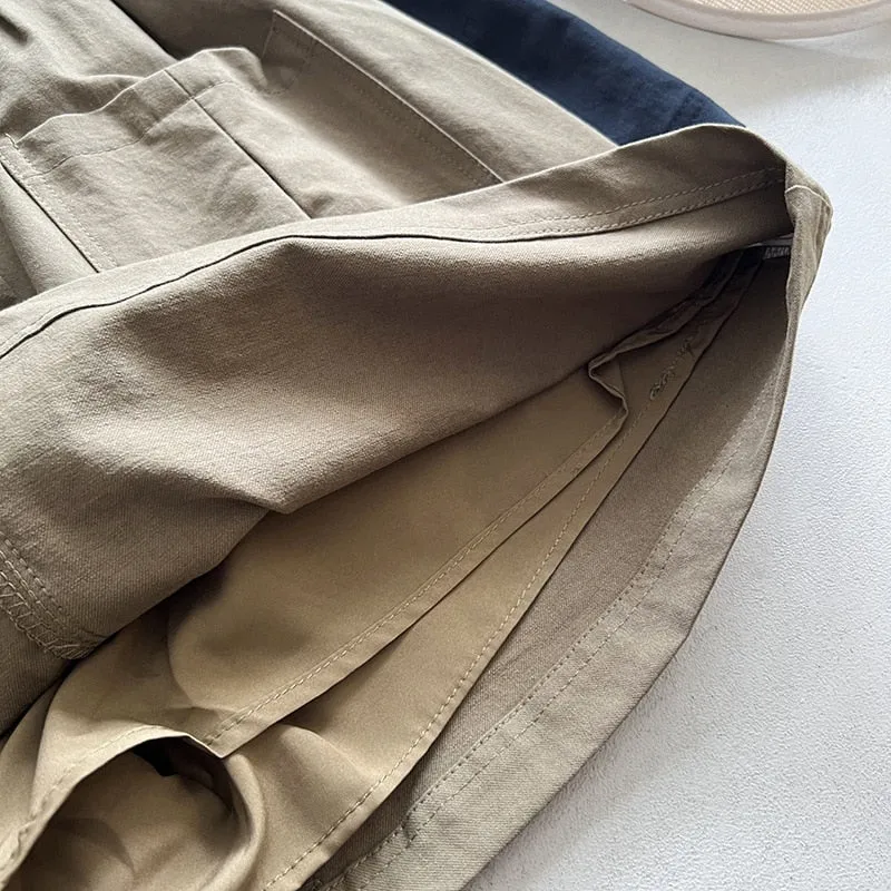 [Korean Style] 2 Colors Drawstring Cinched Waist Cargo Short Skirt