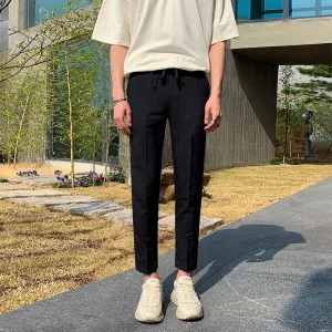 [Korean Style] 2 Colors Elastic Ankle-Length Pants