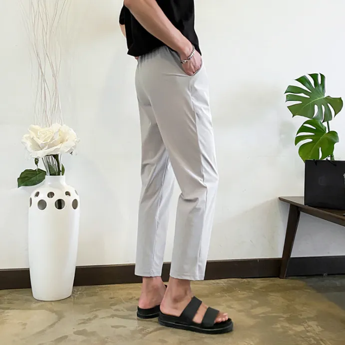 [Korean Style] 2 Colors Elastic Ankle-Length Pants