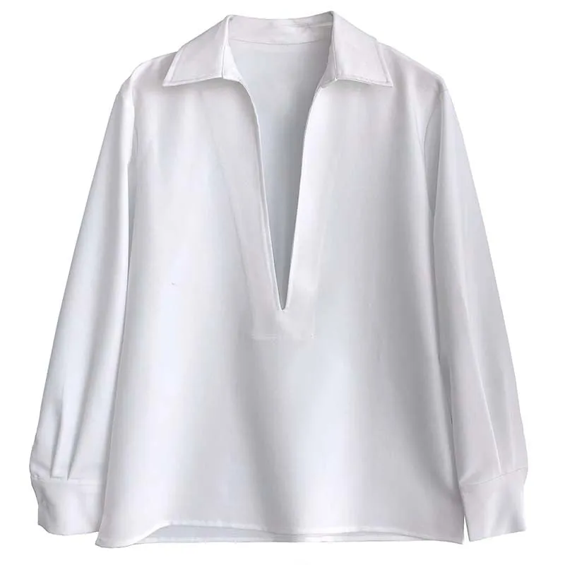 [Korean Style] 3 Color Deep Cut Collared Long Sleeve Shirts