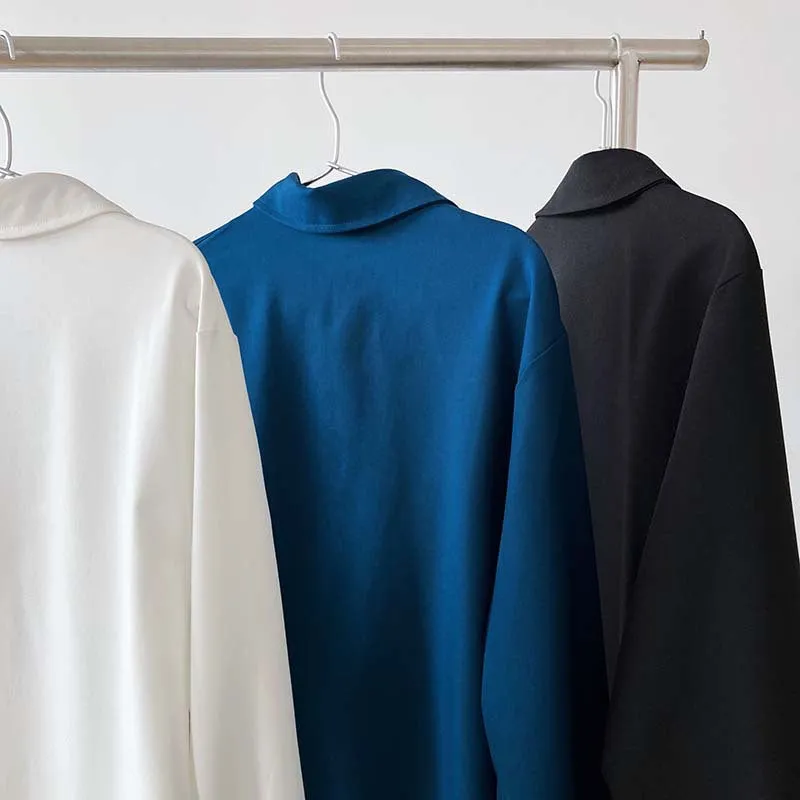 [Korean Style] 3 Color Deep Cut Collared Long Sleeve Shirts