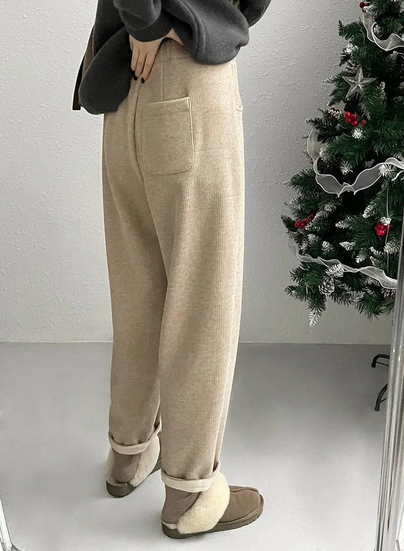 [Korean Style] 3 Color Drawstring Fleeced Thick Sweatpants