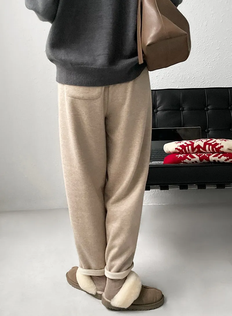 [Korean Style] 3 Color Drawstring Fleeced Thick Sweatpants