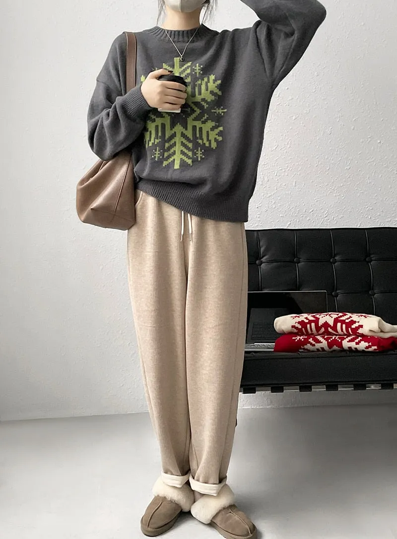 [Korean Style] 3 Color Drawstring Fleeced Thick Sweatpants