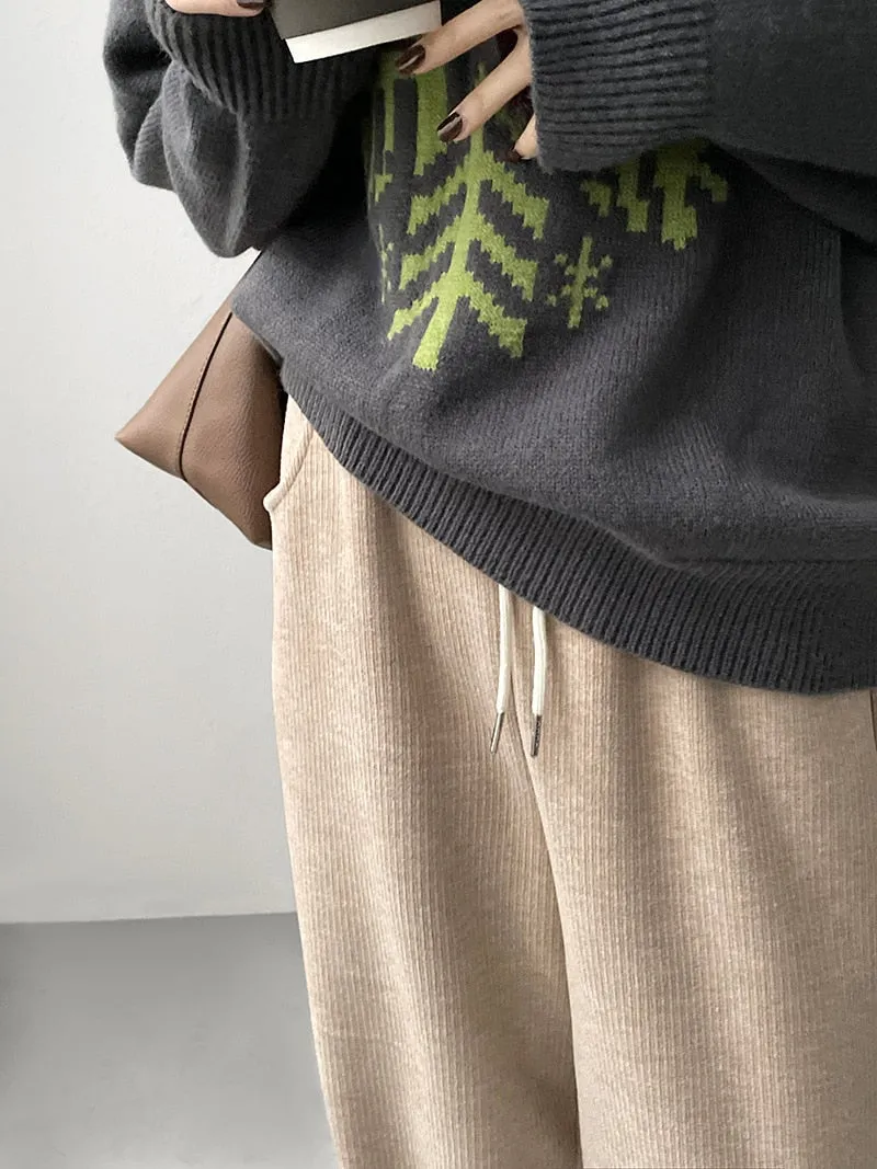 [Korean Style] 3 Color Drawstring Fleeced Thick Sweatpants