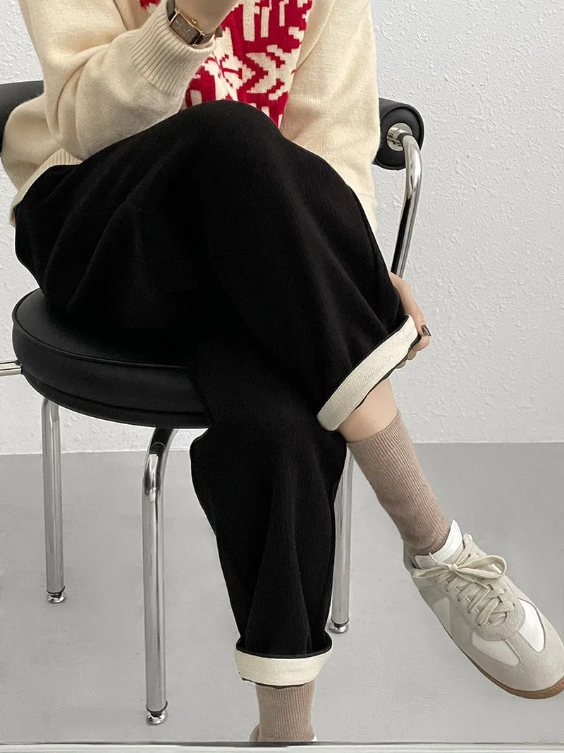 [Korean Style] 3 Color Drawstring Fleeced Thick Sweatpants