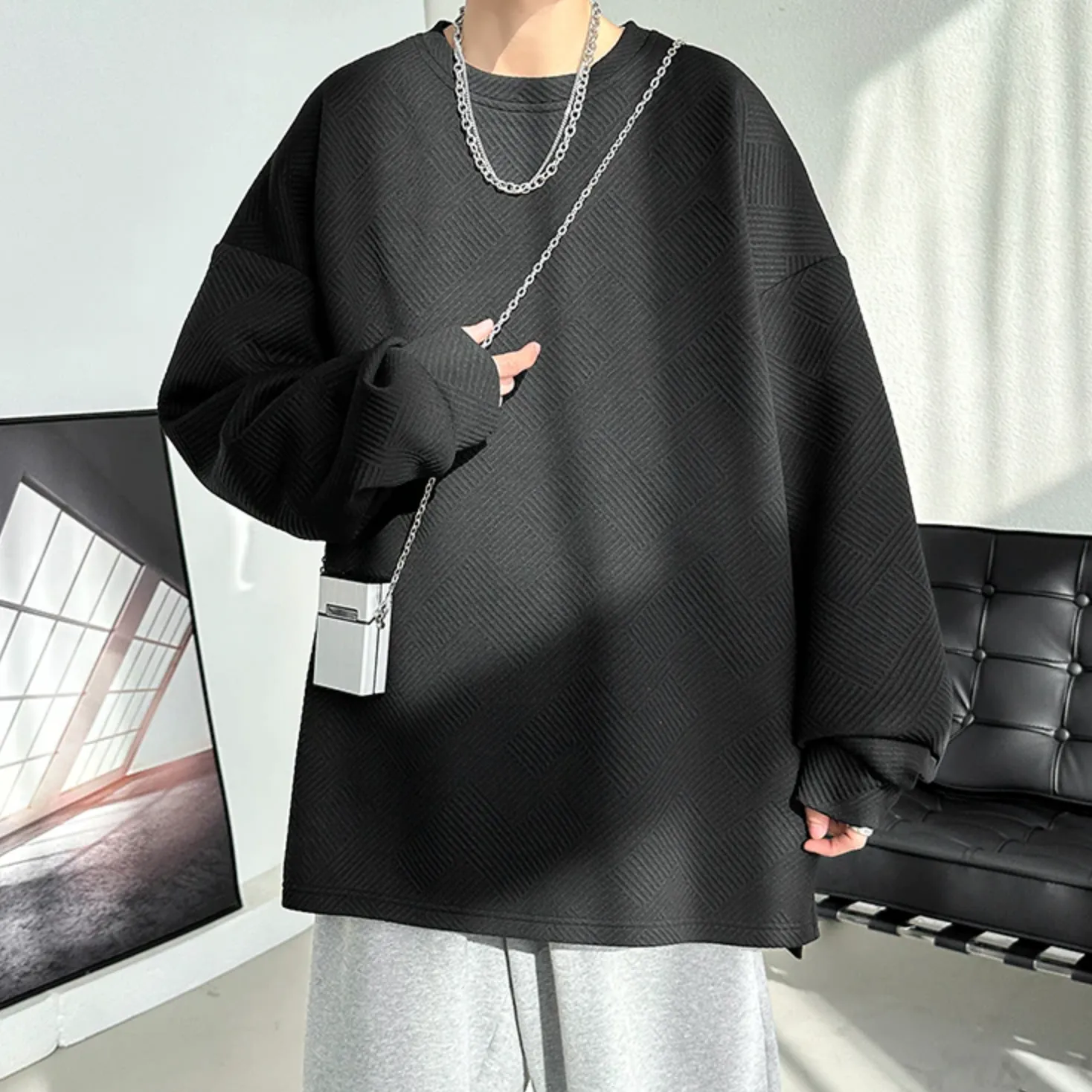 [Korean Style] 3 Colors Oversized O-Neck Sweatshirts