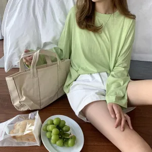 [Korean Style] 5 Colors Long Sleeve Basic Sweatshirt Tee w/ Dropped Shoulders