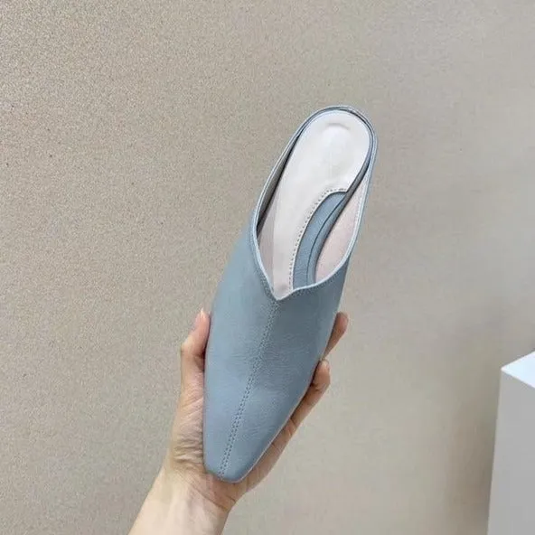 [Korean Style] Ashelie Solid Color Pointy Toe Mules