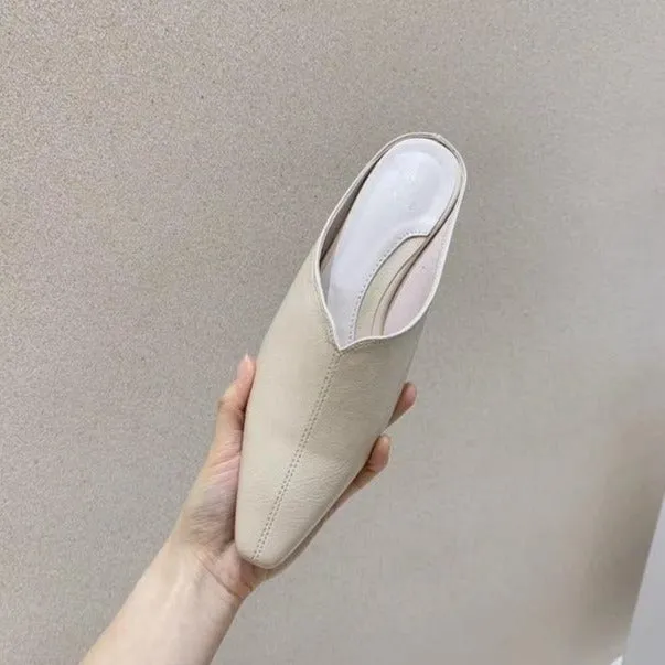 [Korean Style] Ashelie Solid Color Pointy Toe Mules