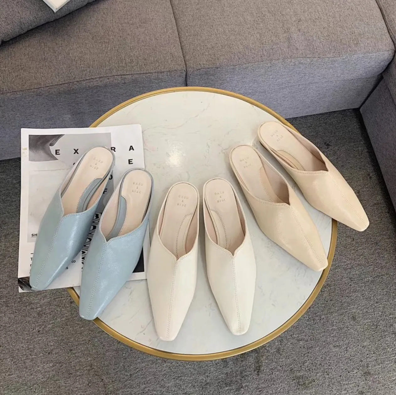 [Korean Style] Ashelie Solid Color Pointy Toe Mules