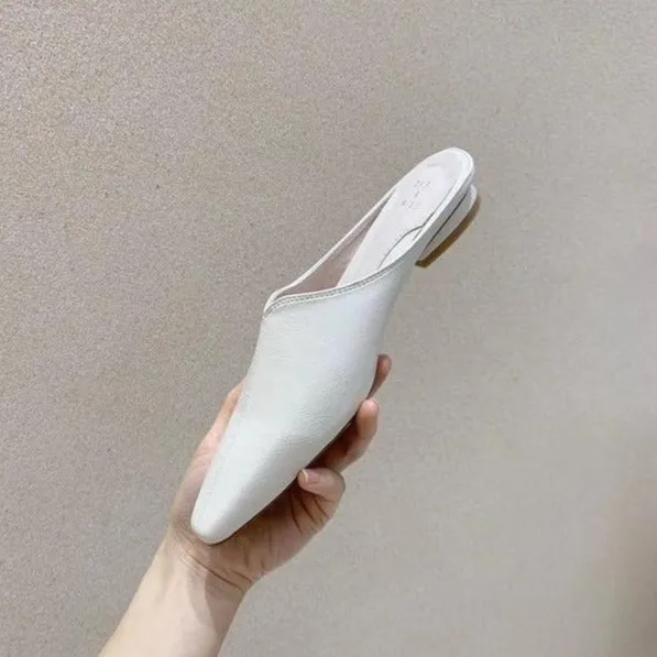 [Korean Style] Ashelie Solid Color Pointy Toe Mules