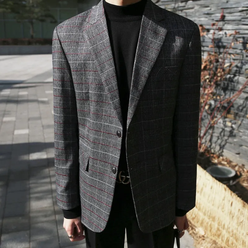 [Korean Style] Baro Striped Cotton Blazer