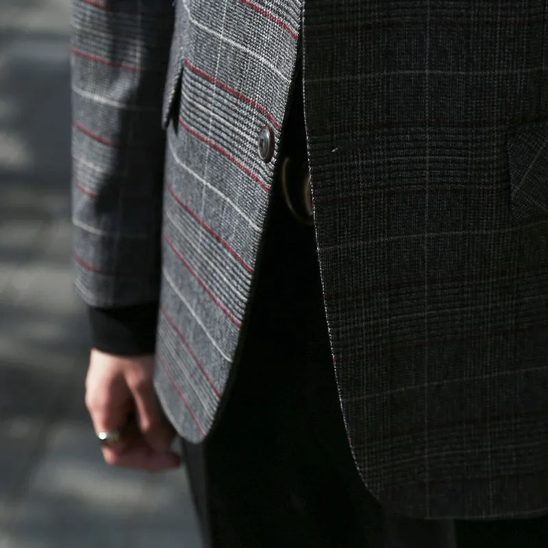 [Korean Style] Baro Striped Cotton Blazer