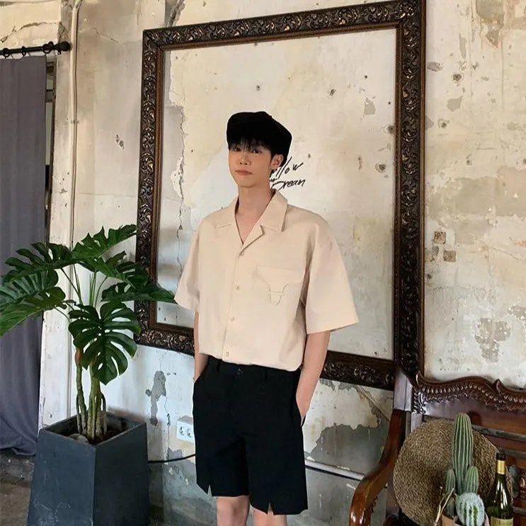 [Korean Style] Black / Beige Casual Cotton Shorts