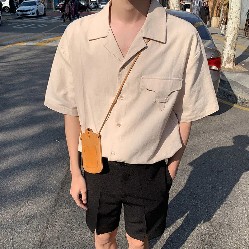 [Korean Style] Black / Beige Casual Cotton Shorts