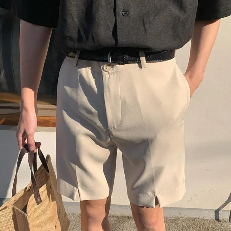 [Korean Style] Black / Beige Casual Cotton Shorts