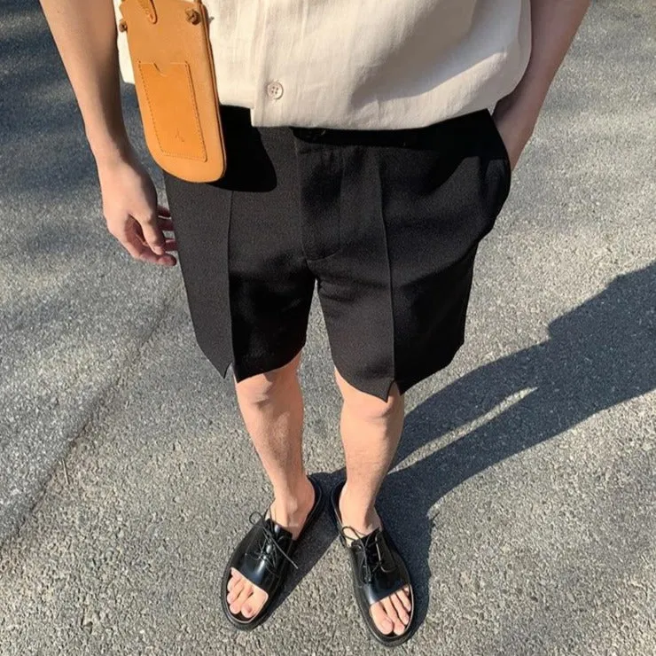 [Korean Style] Black / Beige Casual Cotton Shorts