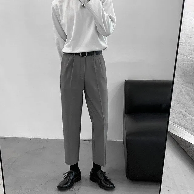 [Korean Style] Black / Gray Casual Straight Pants