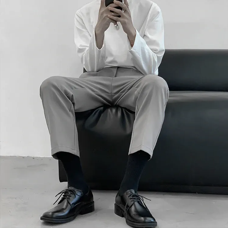[Korean Style] Black / Gray Casual Straight Pants