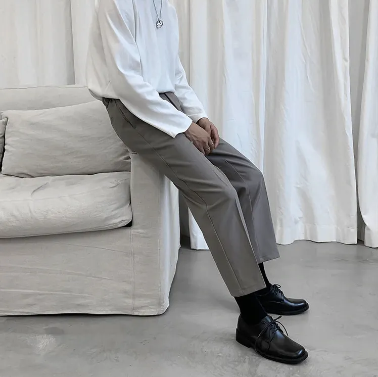 [Korean Style] Black / Gray Casual Straight Pants