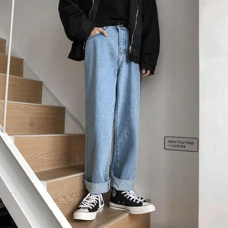 [Korean Style] Cowhide Straight Denim Jeans