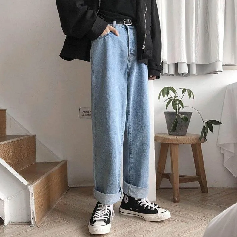 [Korean Style] Cowhide Straight Denim Jeans