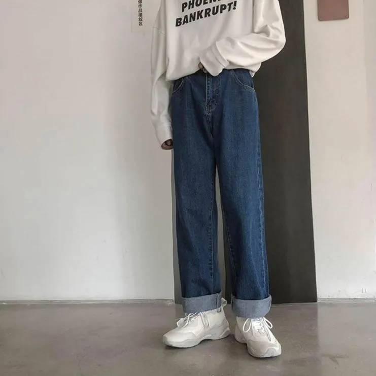 [Korean Style] Cowhide Straight Denim Jeans